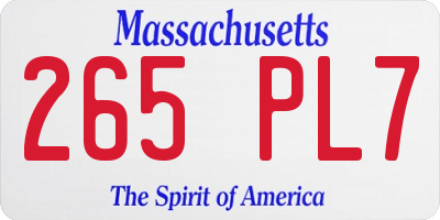 MA license plate 265PL7