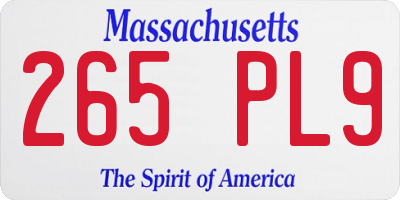 MA license plate 265PL9