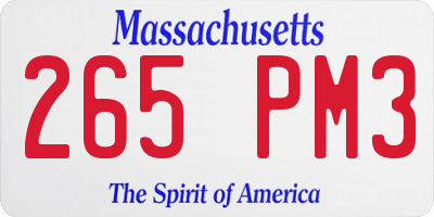MA license plate 265PM3