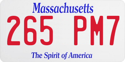 MA license plate 265PM7