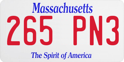 MA license plate 265PN3