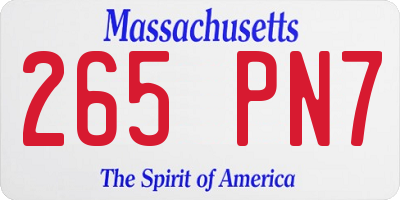 MA license plate 265PN7