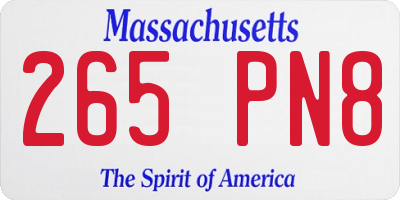 MA license plate 265PN8