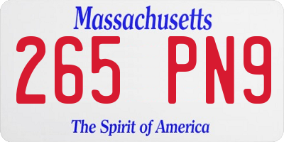 MA license plate 265PN9