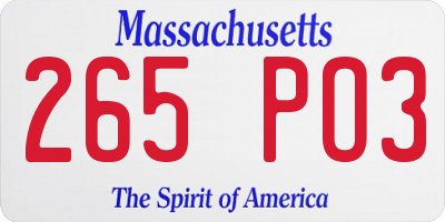 MA license plate 265PO3
