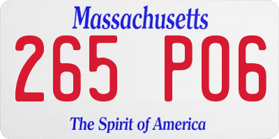 MA license plate 265PO6