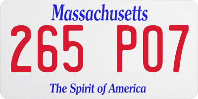 MA license plate 265PO7