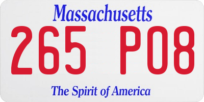 MA license plate 265PO8