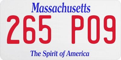 MA license plate 265PO9