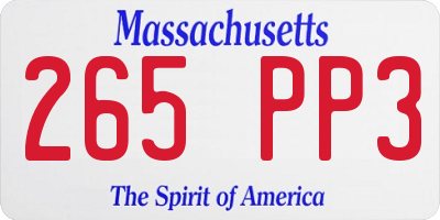 MA license plate 265PP3