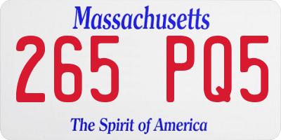 MA license plate 265PQ5