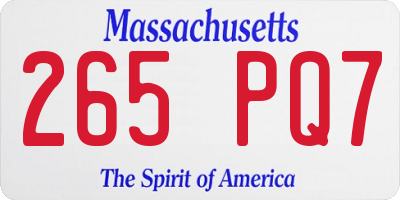 MA license plate 265PQ7
