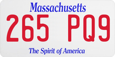 MA license plate 265PQ9