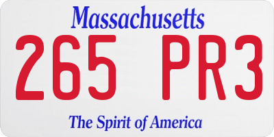 MA license plate 265PR3