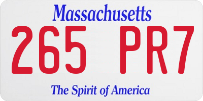 MA license plate 265PR7