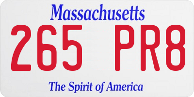 MA license plate 265PR8