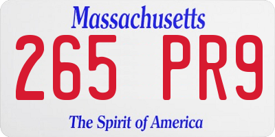 MA license plate 265PR9