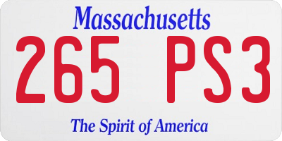 MA license plate 265PS3