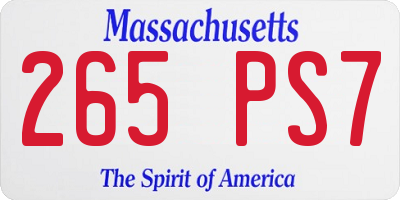 MA license plate 265PS7