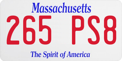 MA license plate 265PS8