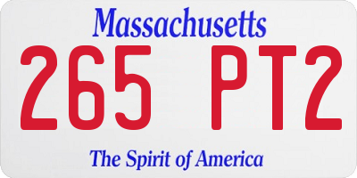 MA license plate 265PT2