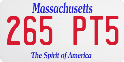 MA license plate 265PT5