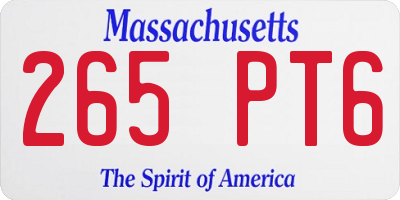 MA license plate 265PT6