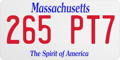 MA license plate 265PT7
