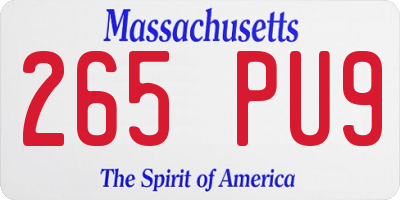 MA license plate 265PU9