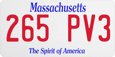 MA license plate 265PV3