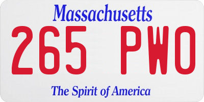 MA license plate 265PW0