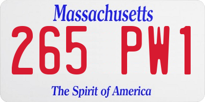 MA license plate 265PW1