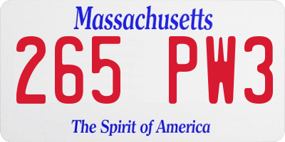 MA license plate 265PW3