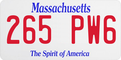 MA license plate 265PW6