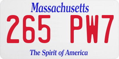 MA license plate 265PW7
