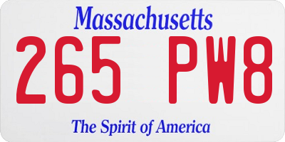 MA license plate 265PW8