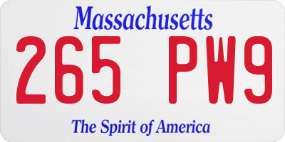 MA license plate 265PW9