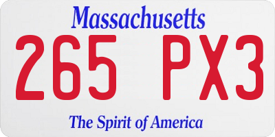 MA license plate 265PX3