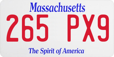 MA license plate 265PX9