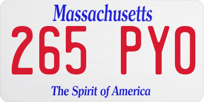 MA license plate 265PY0