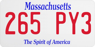 MA license plate 265PY3