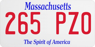 MA license plate 265PZ0