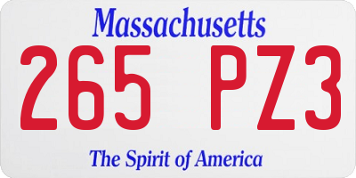 MA license plate 265PZ3