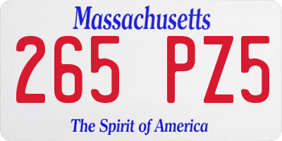 MA license plate 265PZ5