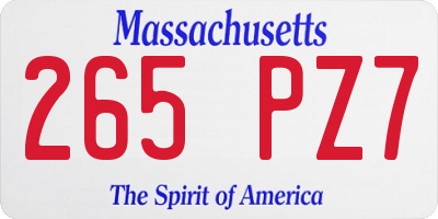 MA license plate 265PZ7