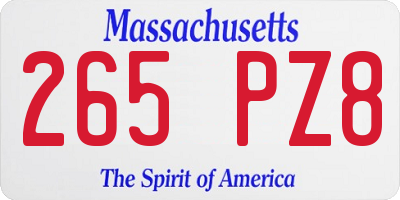 MA license plate 265PZ8