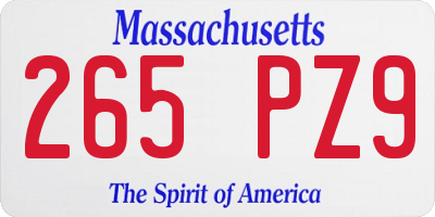 MA license plate 265PZ9
