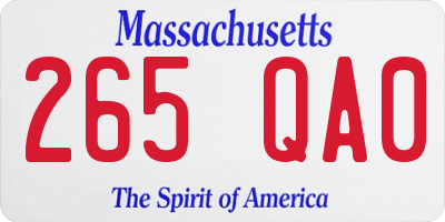 MA license plate 265QA0