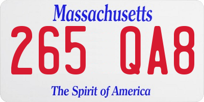 MA license plate 265QA8