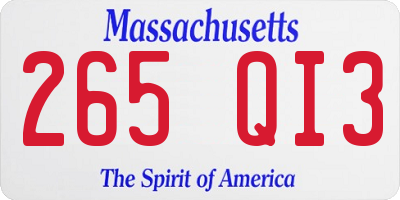MA license plate 265QI3